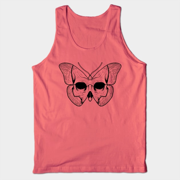 Skull Butterfly Black Ink Tank Top by DeathAnarchy